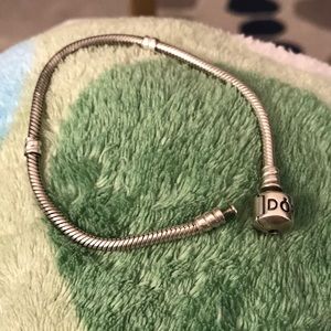 PANDORA Silver Barrel Clasp Charm Bracelet